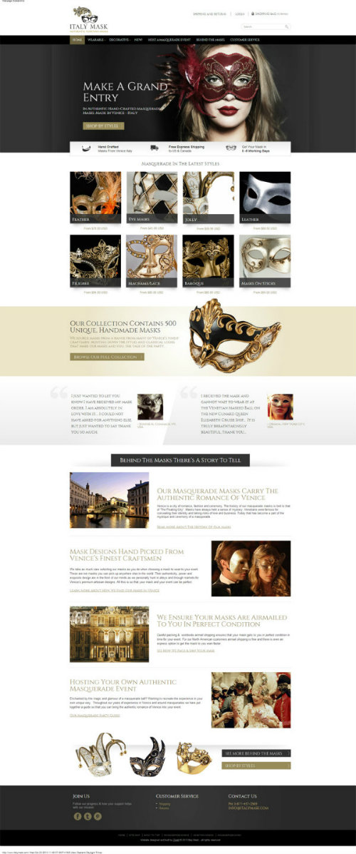 After Italy Masks website redesign by Zeald